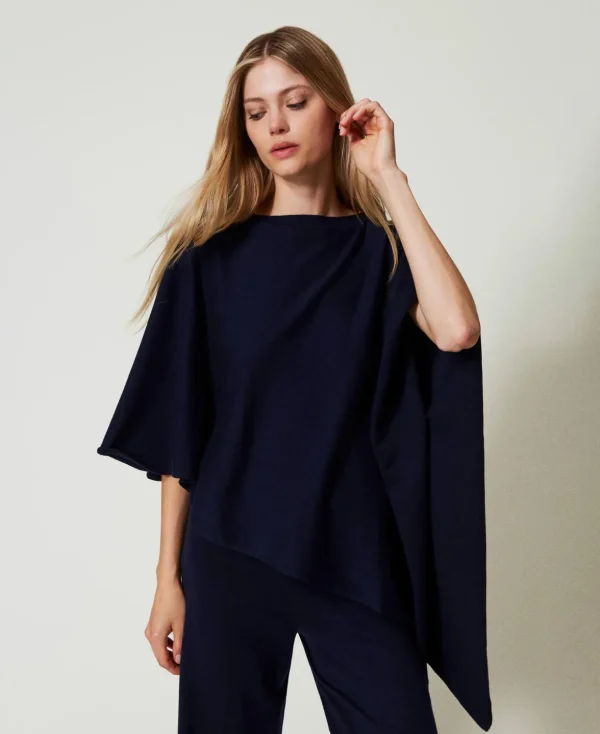 TWINSET Milano Hosenanzüge und Kostüme | Ponchos^Asymmetrischer Strickponcho Blackout Blau