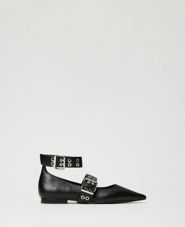 TWINSET Milano Flache Schuhe | Ballerinas und Mokassins^Ballerina Mit Riemen Schwarz