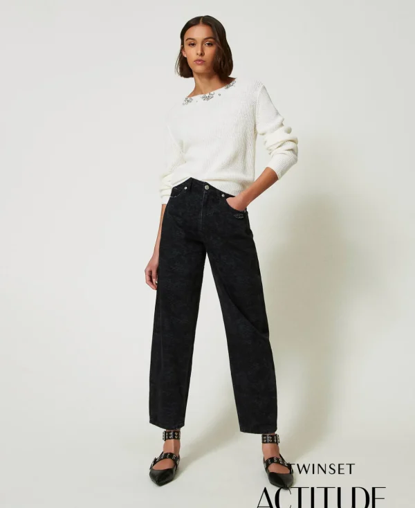 TWINSET Milano Jeans^Barrel-Fit-Jeans Mit Schlangenprint Soft Snake Schwarz