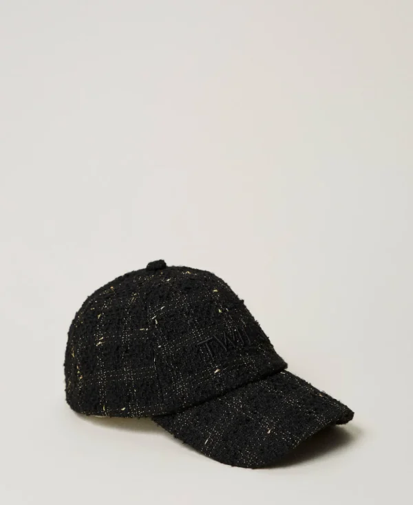 TWINSET Milano Hüte^Baseballkappe Aus Bouclé Mit Logo Bouclé Schwarz / Gold