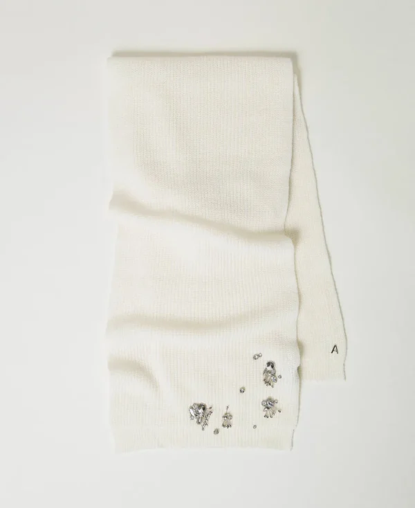 TWINSET Milano Schals^Bestickter Schal Mit Logo White Sahne