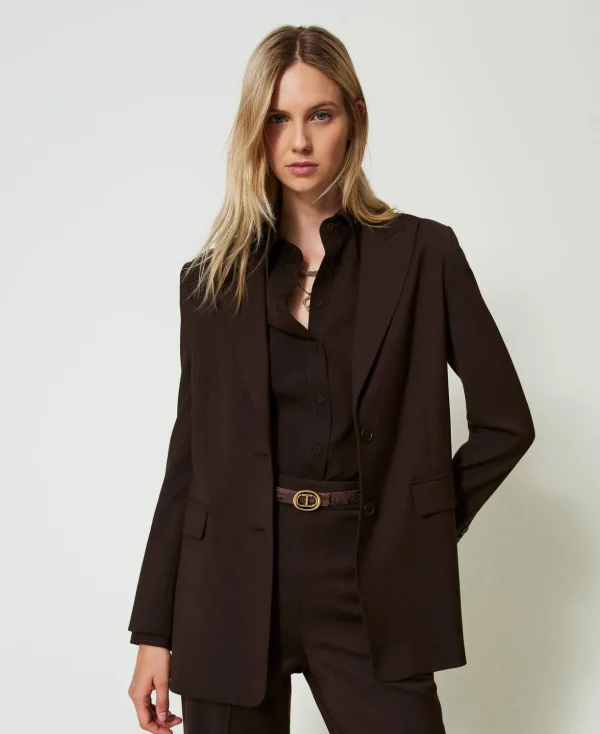 TWINSET Milano Jacken und Steppjacken | Blazer^Blazer Aus Stretchwolle Kaffeeschokolade