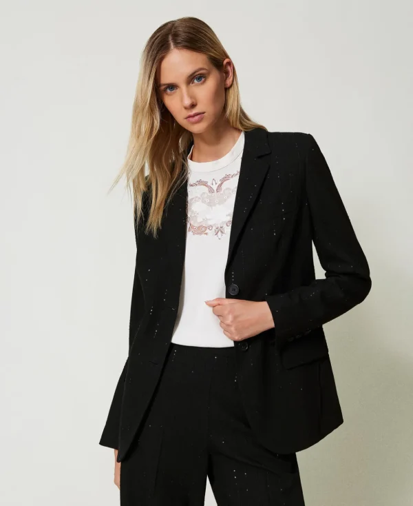 TWINSET Milano Jacken und Steppjacken | Blazer^Blazer Aus Tuch Mit Pailletten Schwarz