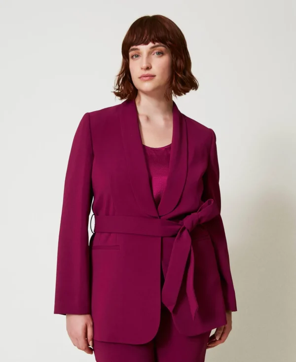 TWINSET Milano Jacken und Steppjacken | Blazer^Blazer Mit Gürtel „Oval T“-Kettchen „Red Plum“-Violett