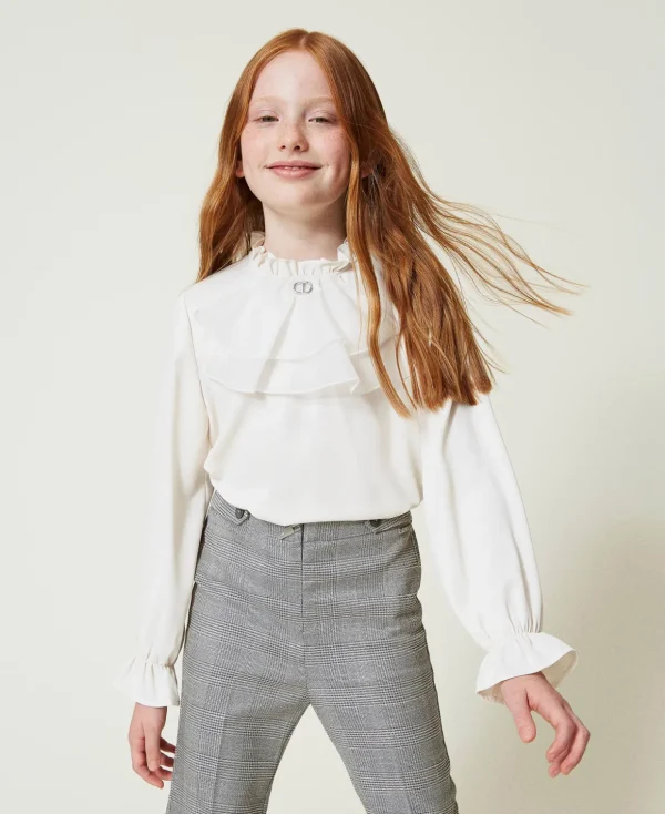 TWINSET Milano Blusen und Hemden^Bluse Aus Crêpe De Chine Mit Jabot Mattweiß