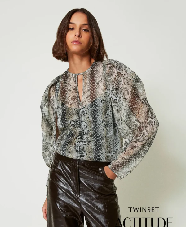 TWINSET Milano Blusen und Hemden^Bluse Aus Krepon Mit Schlangenprint Print Soft Snake