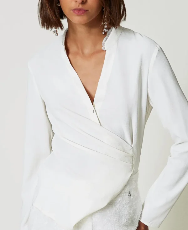TWINSET Milano Blusen und Hemden^Bluse Aus Recyceltem Crêpe De Chine White Sahne