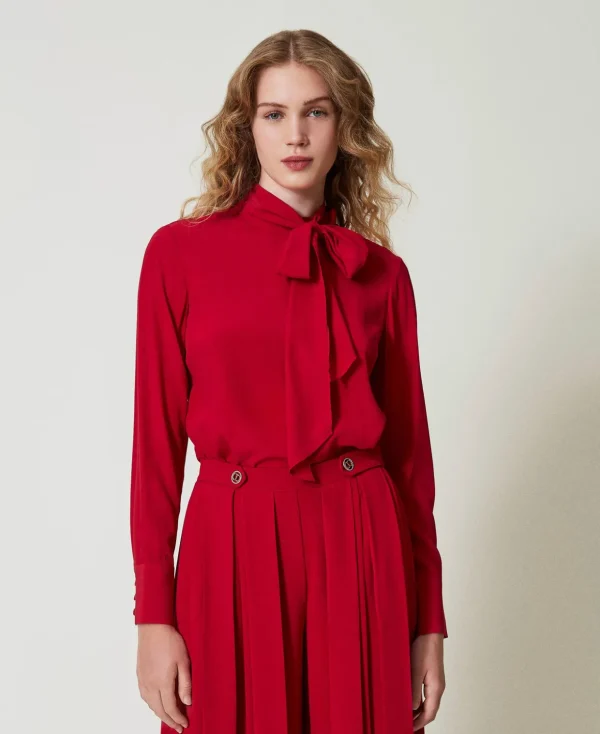 TWINSET Milano Blusen und Hemden^Bluse Aus Seidenmischung Mit Schleife Venedigrot