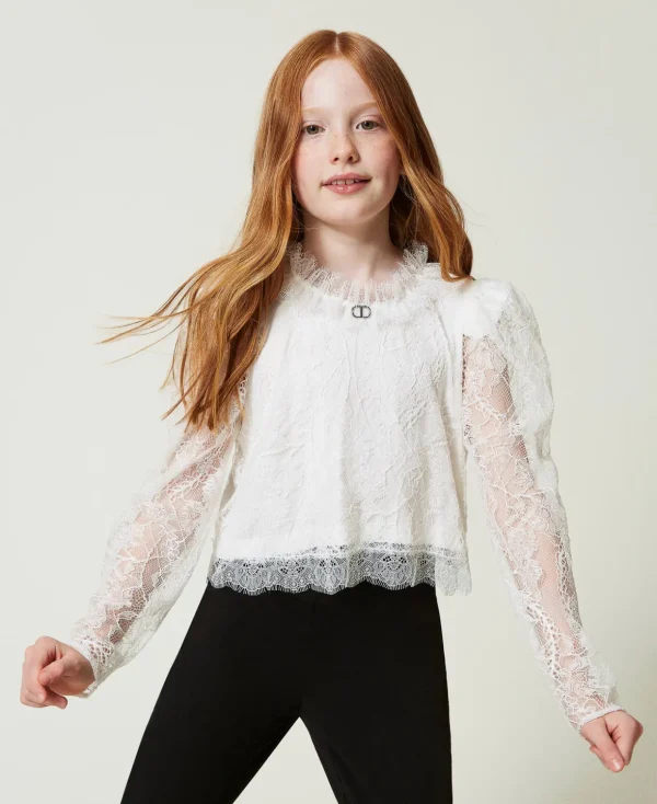 TWINSET Milano Blusen und Hemden^Bluse Aus Valenciennesspitze Mattweiß