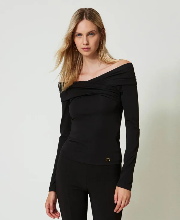 TWINSET Milano Blusen und Hemden^Bluse Mit Gerafftem Ausschnitt Schwarz