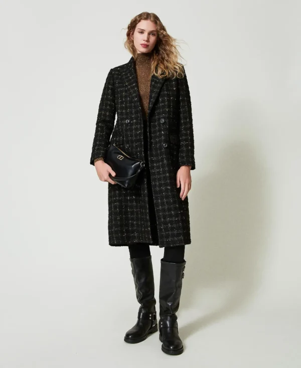 TWINSET Milano Mäntel und Trenchcoats^Bouclémantel Mit Karomuster Bouclé Schwarz / Gold