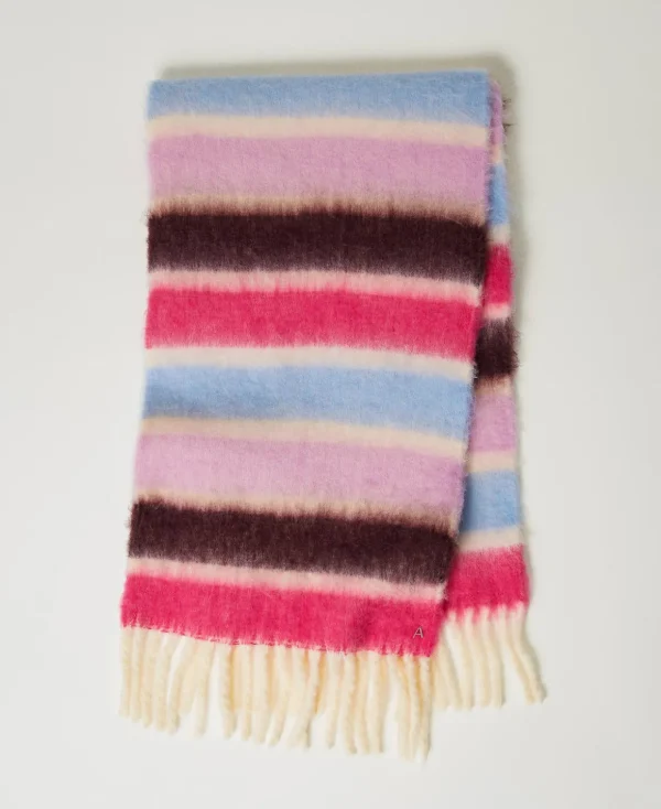 TWINSET Milano Schals^Bunt Gestreifter Schal Mit Fransen Multicolor-Streifen Off White