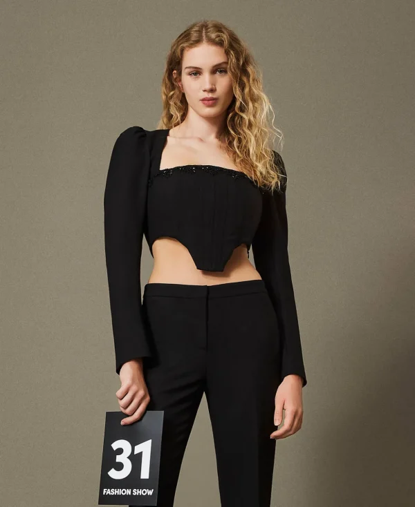 TWINSET Milano T-Shirts und Tops^Bustiertop Mit Stickerei Schwarz