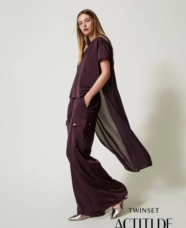 TWINSET Milano Cargohosen | Hosenanzüge und Kostüme^Cargohose Aus Satin Knallviolett