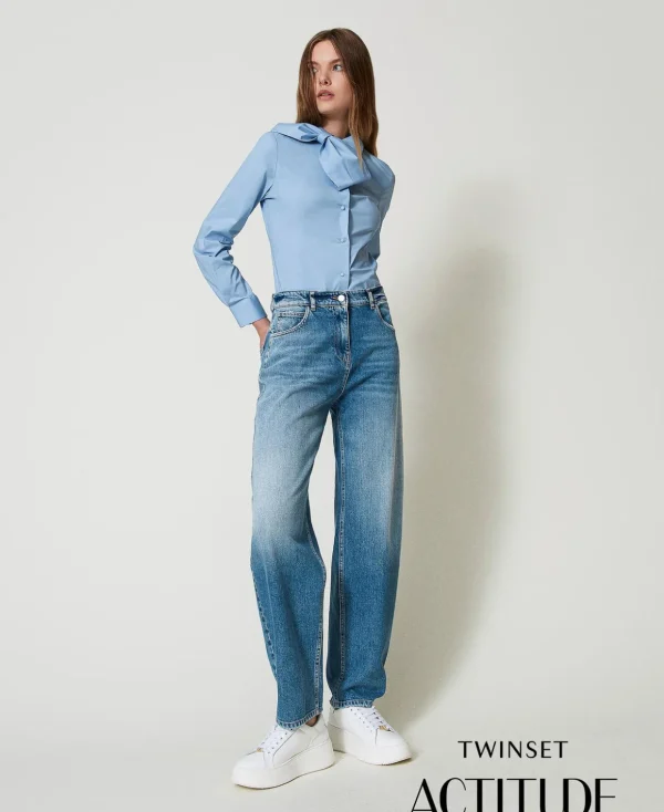 TWINSET Milano Jeans^Carrot-Fit-Jeans Mit Fünf Taschen Helles Denim