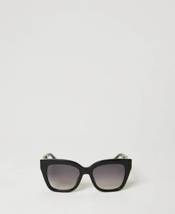 TWINSET Milano Sonnenbrillen^Cat Eye-Sonnenbrille Mit Ziertrense Schwarz