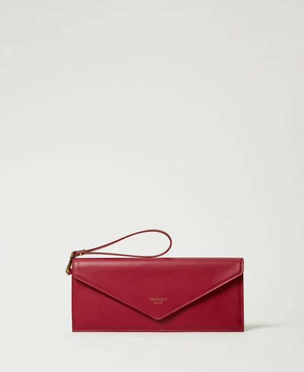 TWINSET Milano Handtaschen^Clutch Aus Leder Mit Logo Bordeaux