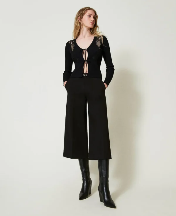 TWINSET Milano Weite Hosen und Palazzohosen | Hosenanzüge und Kostüme^Cropped-Hose Mit „Oval T“-Gürtel Schwarz