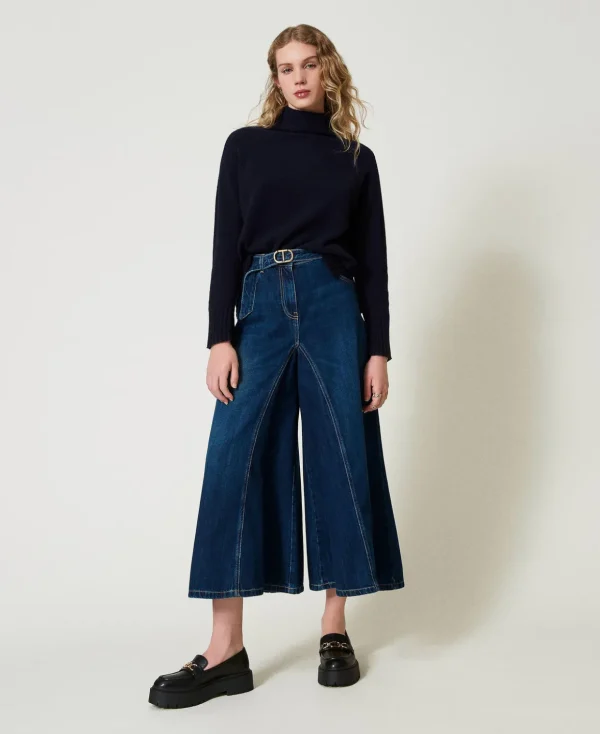 TWINSET Milano Jeans^Cropped-Jeans Mit Gürtel Dunkles Denim