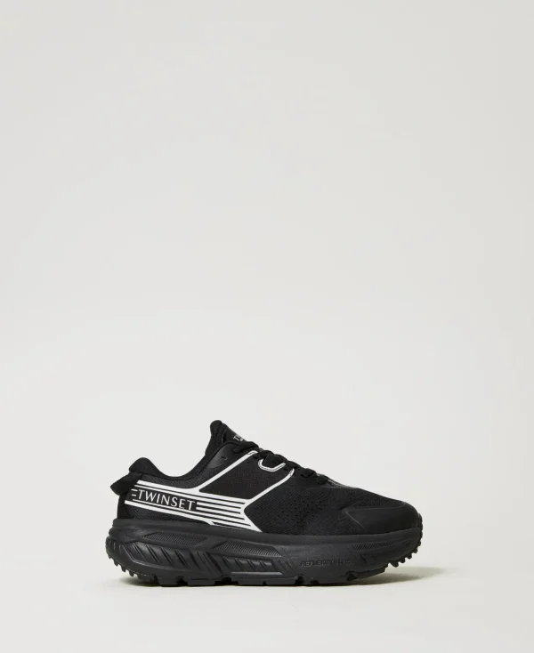TWINSET Milano Flache Schuhe | Sneakers^Fessura Sneaker Mit Streifen Und Logo In Kontrastfarbe Schwarz