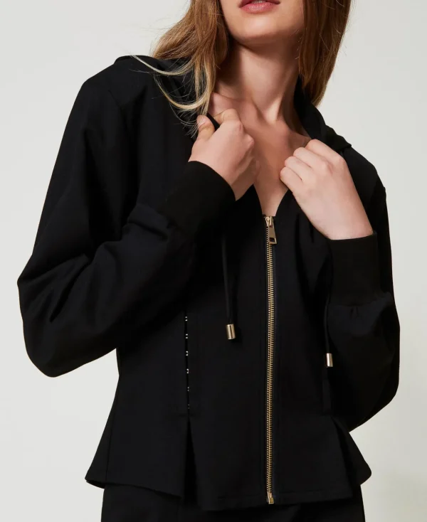 TWINSET Milano Hosenanzüge und Kostüme | Sweatshirts und -jacken^Figurbetonte Sweatjacke Mit Zierhäkchen Schwarz