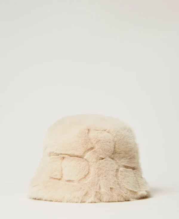 TWINSET Milano Hüte^Fischerhut Aus Pelzimitat Mit Logos „White Cream“