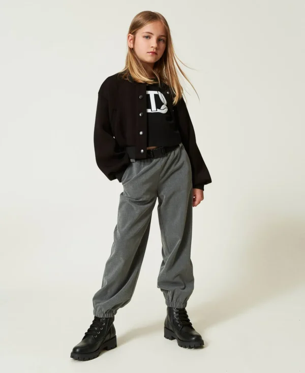 TWINSET Milano Hosen und Jeans^Flanell-Joggers Mit Gürtel Mittelgrau-Melange