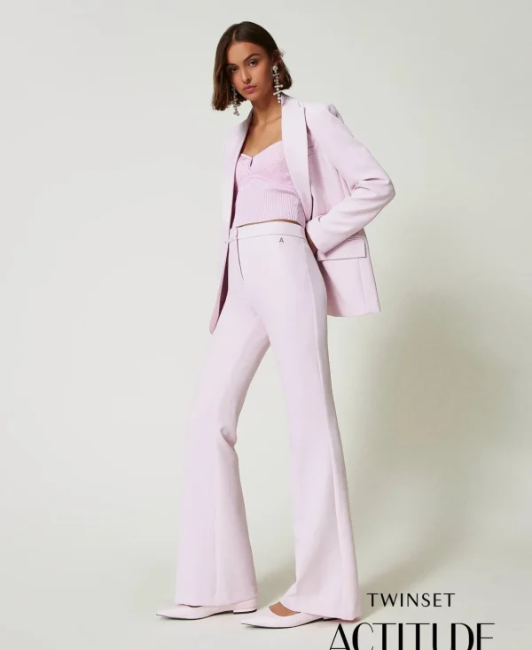 TWINSET Milano Flare-Hosen | Hosenanzüge und Kostüme^Flare-Hose Aus Crêpe-Cady „Pink Tulle“-Rosa