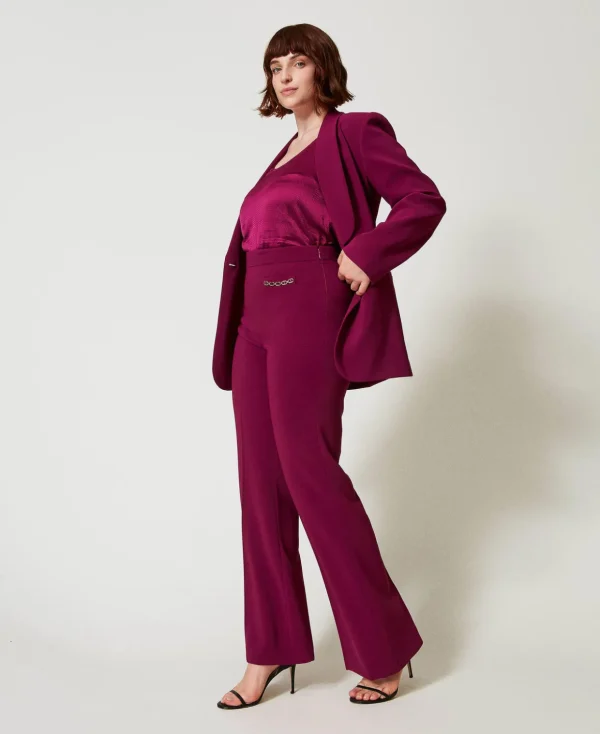 TWINSET Milano Flare-Hosen | Hosenanzüge und Kostüme^Flare-Hose Mit „Oval T“-Kettchen „Red Plum“-Violett