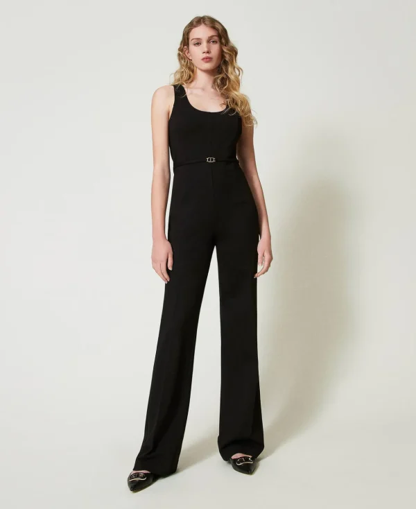 TWINSET Milano Jumpsuits | Maxikleider^Flare-Jumpsuit Mit „Oval T“-Gürtel Schwarz