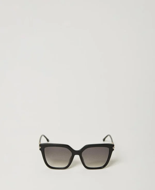 TWINSET Milano Sonnenbrillen^Geometrische Sonnenbrille Mit Logo Shiny Black