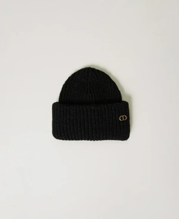 TWINSET Milano Hüte^Gerippte Strickmütze Mit Oval T Schwarz