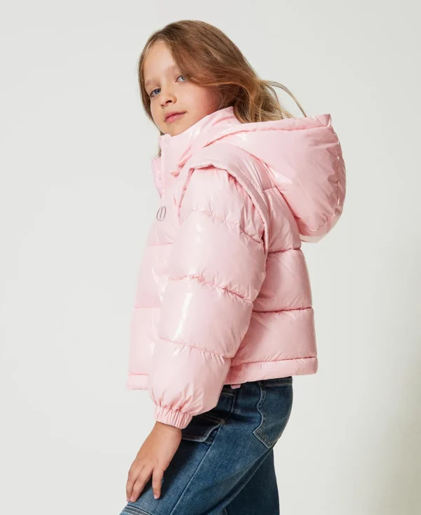 TWINSET Milano Jacken und Outerwear^Glänzende Steppjacke Mit Sticklogo Orchideenpink
