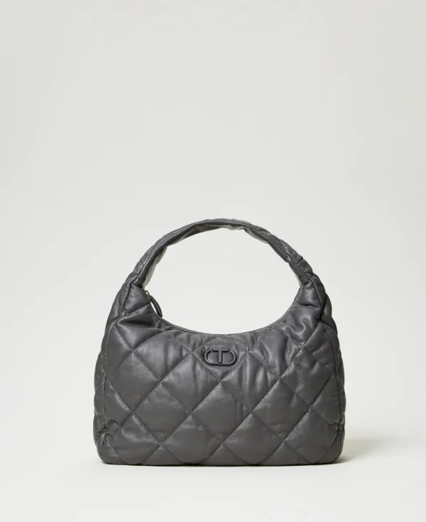 TWINSET Milano Schultertaschen | Hobo-Bags^Große Hobo-Stepptasche Mit Wattierung Steingrau