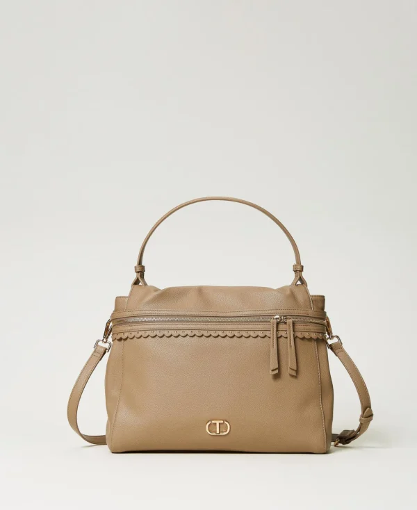 TWINSET Milano Handtaschen^Große Top-Handle-Bag „Cécile“ Light Taupe Grau