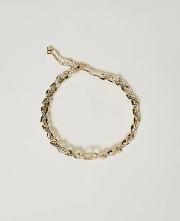 TWINSET Milano Modeschmuck^Halsnahe Kette Mit Strass Und Oval T New Gold