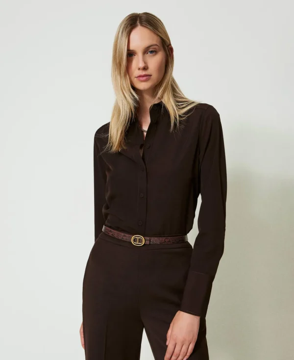 TWINSET Milano Blusen und Hemden^Hemd Aus Crêpe De Chine Schokolade