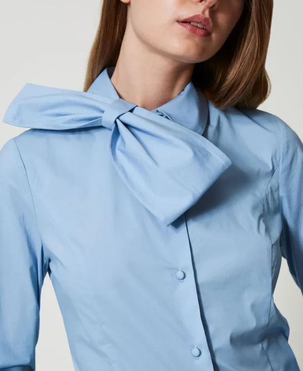TWINSET Milano Blusen und Hemden^Hemd Aus Popeline Mit Schleife Air Blue