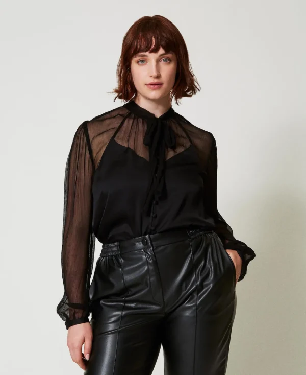 TWINSET Milano Blusen und Hemden^Hemd Aus Satin Und Chiffon Schwarz