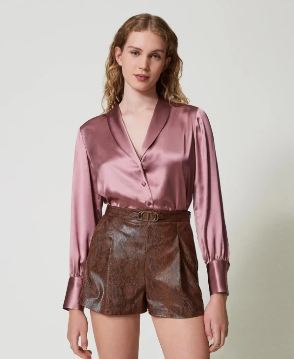 TWINSET Milano Blusen und Hemden^Hemd Mit Schalkragen „Ruby Chocolate“-Rosa