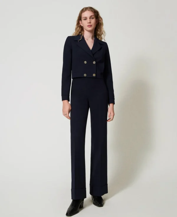TWINSET Milano Gerade Hosen und Zigarettenhosen | Elegante Hosen^High-Waist-Hose Aus Crêpe-Cady Klassisches Blau