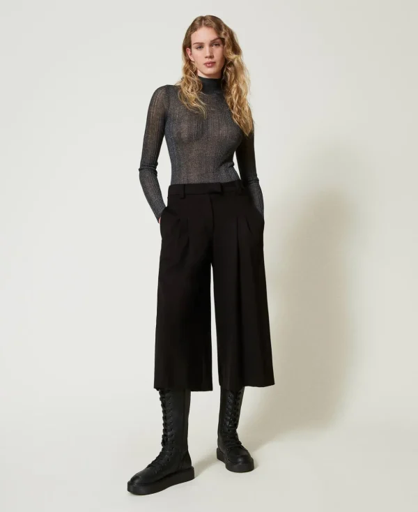 TWINSET Milano Weite Hosen und Palazzohosen | Hosenanzüge und Kostüme^High-Waist-Hose In Cropped-Länge Schwarz