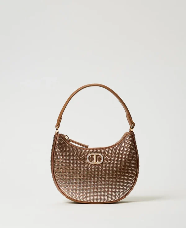 TWINSET Milano Schultertaschen | Hobo-Bags^Hobo-Bag „Moon“ Mit Strass „Sandy Brown“