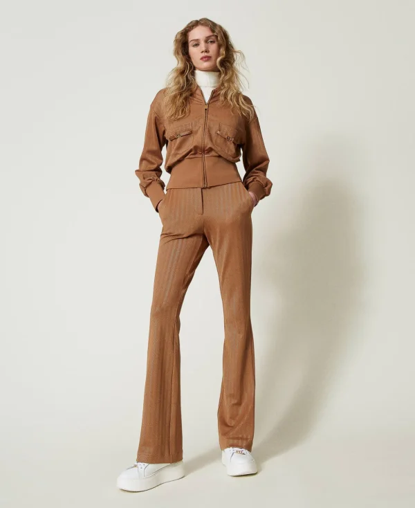 TWINSET Milano Flare-Hosen^Hose Aus Jacquard-Scuba Kamel-Karamell
