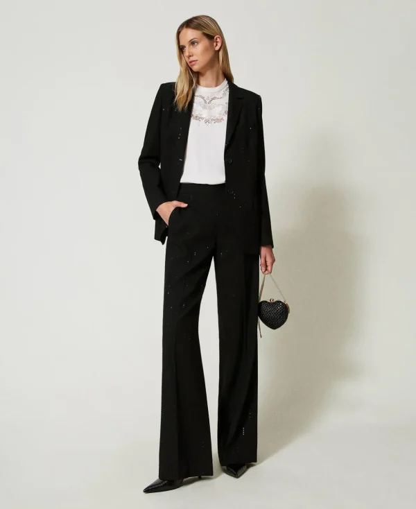 TWINSET Milano Elegante Hosen | Hosenanzüge und Kostüme^Hose Aus Tuch Mit Pailletten Schwarz