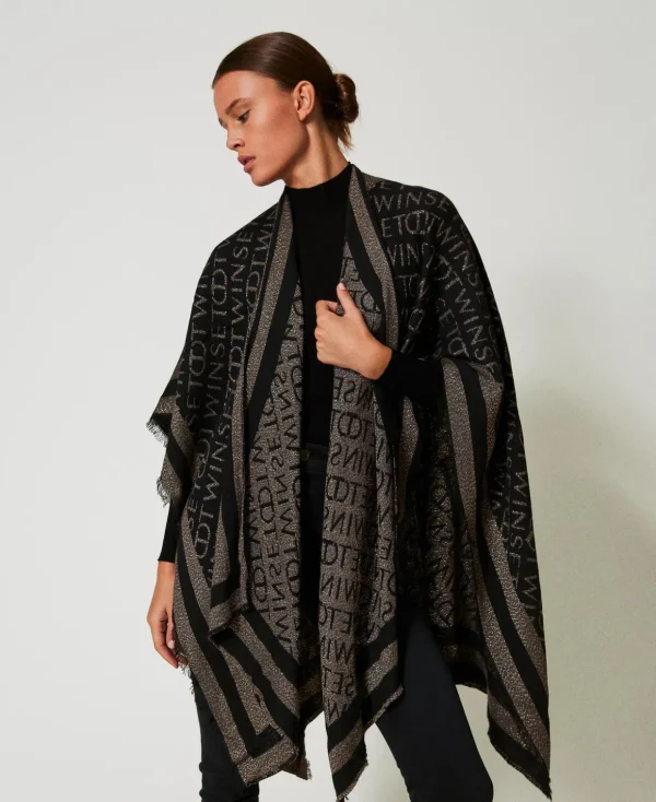 TWINSET Milano Ponchos^Jacquardponcho Mit Logos Schwarz