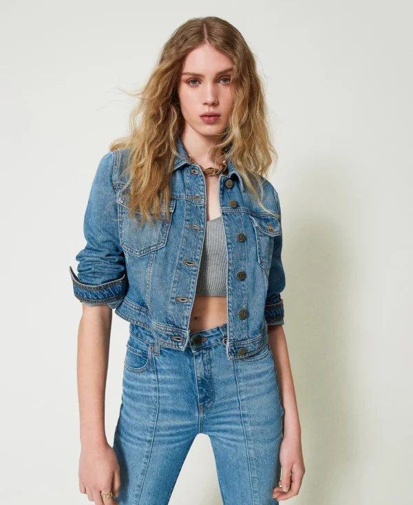 TWINSET Milano Hosenanzüge und Kostüme | Jacken und Steppjacken^Jeansjacke Mit Taschen Denim