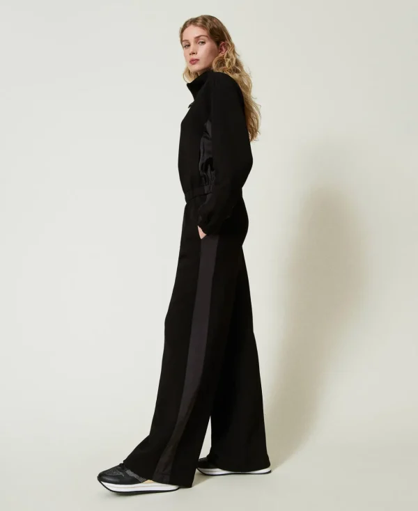 TWINSET Milano Weite Hosen und Palazzohosen | Sweatshirts und -jacken^Kapuzenjacke Mit Reißverschluss Und Palazzohose Schwarz