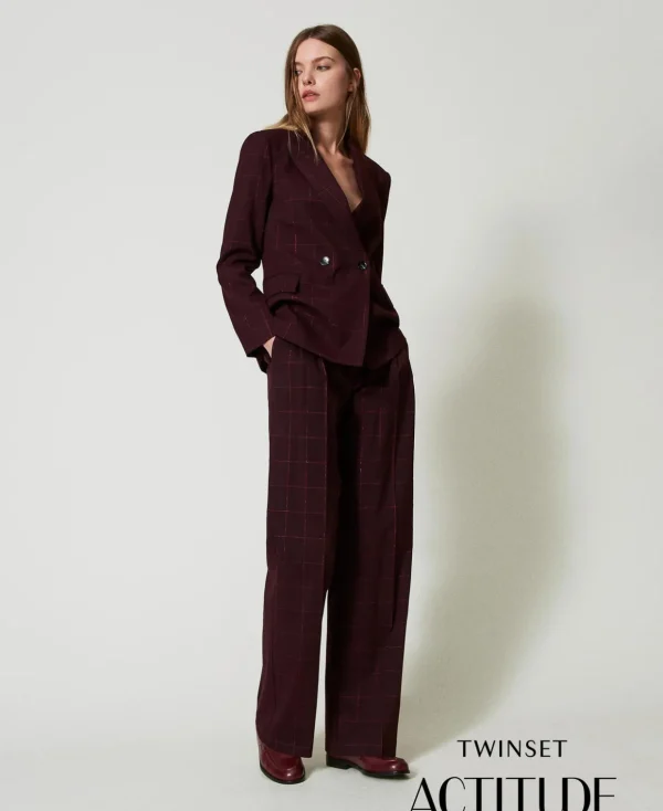 TWINSET Milano Weite Hosen und Palazzohosen | Hosenanzüge und Kostüme^Karierte Palazzohose Mit Lurex Knallviolett