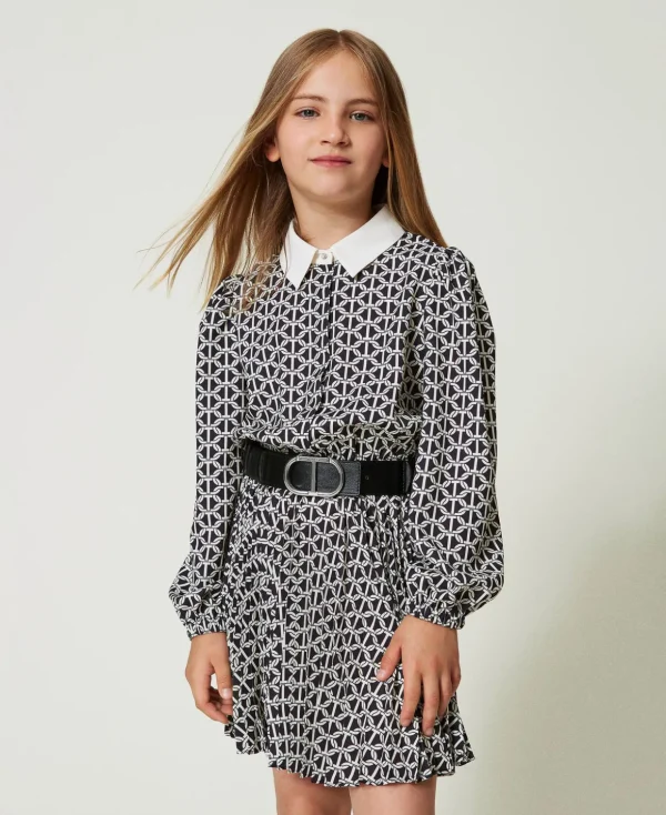 TWINSET Milano Kleider^Kurzes Kleid Aus Crêpe De Chine Mit Print Print Oval T Chain